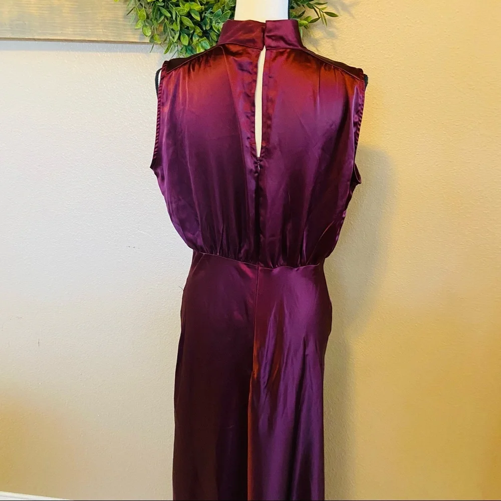 Lulus Classic Elegance Wine Satin Maxi Dress - Picture 10 of 11